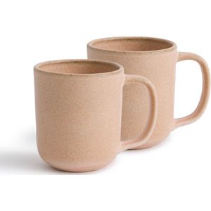 Set van 2 mugs in geglazuurd steengoed, Gandra AM.PM. Zandsteen materiaal. Maten één maat. Roze kleur