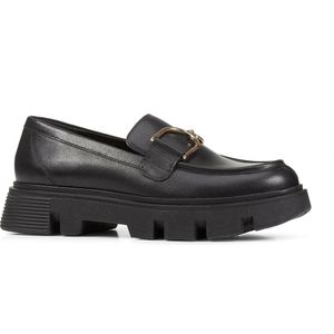 Ademende loafers in leer Vilde GEOX. Leer materiaal. Maten 38. Zwart kleur