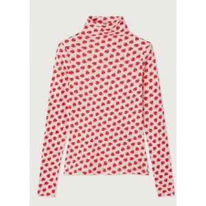 Bedrukt T-shirt met lange mouwen en rolkraag GAMIPY AMERICAN VINTAGE. Katoen materiaal. Maten S. Wit kleur