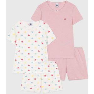 Petit Bateau - Set van 2 Pyjashorts - Roze/Wit - Katoen