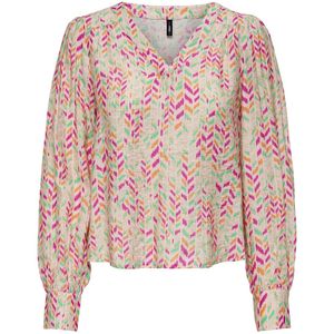 Bedrukte blouse met V-hals ONLY. Viscose materiaal. Maten XL. Roze kleur