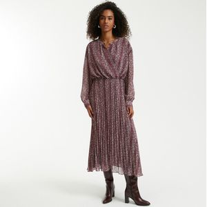 Lange plisséjurk met grafische print LA REDOUTE COLLECTIONS. Polyester materiaal. Maten 44 FR - 42 EU. Rood kleur