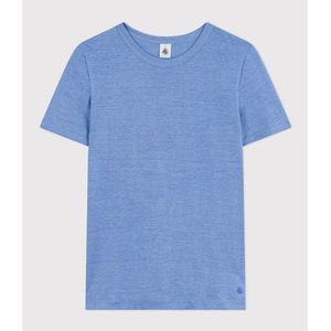 Iconic T-shirt, ronde hals, linnen jersey PETIT BATEAU. Linnen materiaal. Maten M. Blauw kleur