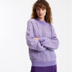 Trui met opstaande kraag in fijn tricot LA REDOUTE COLLECTIONS. Alpaca materiaal. Maten S. Beige kleur