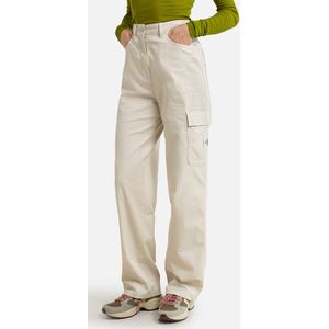 Rechte broek met hoge taille CALVIN KLEIN JEANS. Katoen materiaal. Maten S. Beige kleur