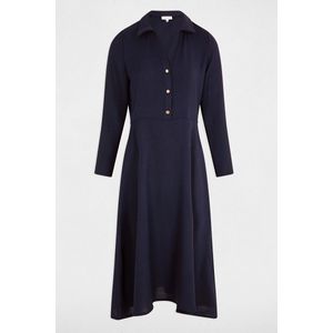 MORGAN - Rechte Vloeiende Midi-jurk - Marine - Polyester