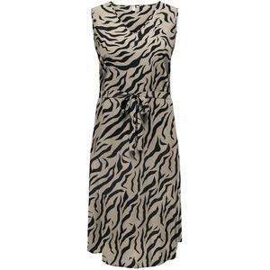 Jurk zonder mouwen, te strikken ONLY CARMAKOMA. Viscose materiaal. Maten 44 FR - 42 EU. Beige kleur