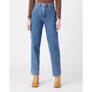 Mom Jeans Straight WRANGLER. Denim materiaal. Maten Maat 28 (US) - Lengte 30. Blauw kleur