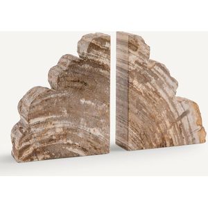Kayu AM.PM. Boekensteunen - Beige - Versteend Hout - Set van 2