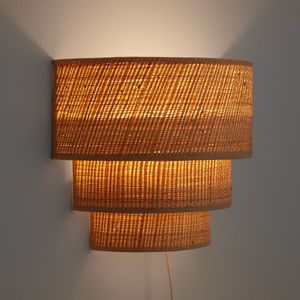 Drievoudige wandlamp in raffia, Dolkie LA REDOUTE INTERIEURS. Raffia materiaal. Maten één maat. Beige kleur