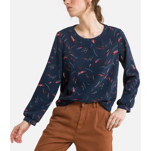 Bedrukte blouse met ronde hals en lange mouwen ICODE. Polyester materiaal. Maten L. Blauw kleur