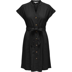 Korte jurk in gemengd linnen ONLY. Linnen materiaal. Maten XL. Zwart kleur
