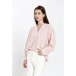 Gestreepte blouse, lange mouwen SEE U SOON. Katoen materiaal. Maten 1(S). Roze kleur