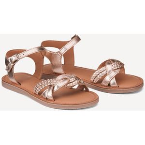 Goudkleurige sandalen in gevlochten leer LA REDOUTE COLLECTIONS. Polyurethaan materiaal. Maten 32. Goudkleur kleur