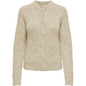 Vest in donzig tricot, ronde hals ONLY. Polyester materiaal. Maten M. Beige kleur