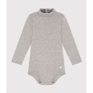 Romper met lange mouwen en rolkraag in katoen PETIT BATEAU. Katoen materiaal. Maten 6 mnd - 67 cm. Grijs kleur