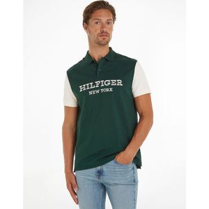 Rechte polo color block, geborduurd logo TOMMY HILFIGER. Bio katoen materiaal. Maten L. Groen kleur