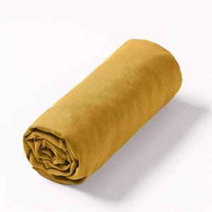 Hoeslaken in gewassen linnen, Elina AM.PM. Gewassen linnen materiaal. Maten 90 x 190 cm. Geel kleur