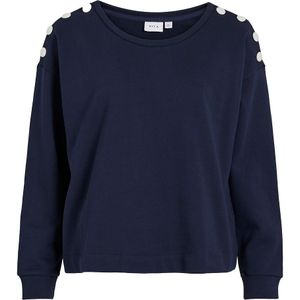 Sweater met ronde hals, knoopdetails VILA. Katoen materiaal. Maten S. Blauw kleur