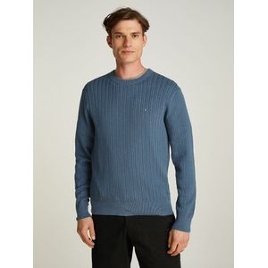 Trui met ronde hals en visgraatmotief TOMMY HILFIGER. Katoen materiaal. Maten S. Blauw kleur