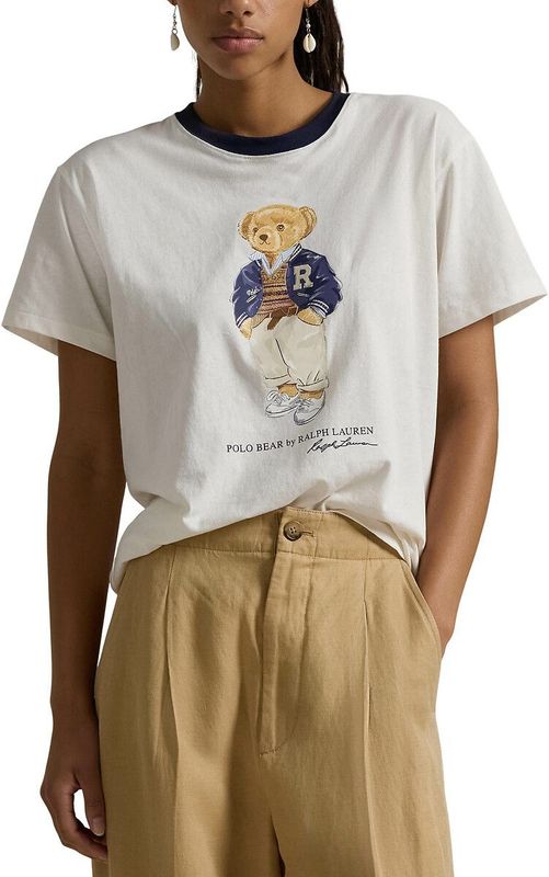 T-shirt met ronde hals en korte mouwen, beermotief POLO RALPH LAUREN. Katoen materiaal. Maten L. Wit kleur
