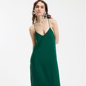Lange jurk met spaghettibandjes LA REDOUTE COLLECTIONS. Viscose materiaal. Maten 40 FR - 38 EU. Groen kleur
