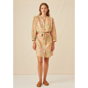 Korte rechte jurk met bloemenprint HARRIS WILSON. Katoen materiaal. Maten 42 FR - 40 EU. Geel kleur