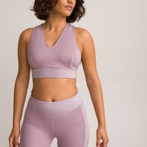 Sportbustier, lichte steun LA REDOUTE COLLECTIONS. Polyester materiaal. Maten M. Roze kleur