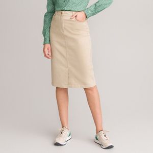 Rechte rok, stretchkatoen, halflang ANNE WEYBURN. Katoen materiaal. Maten 38 FR - 34 EU. Beige kleur