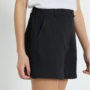 Short in zuiver linnen, hoge taille LA REDOUTE COLLECTIONS. Linnen materiaal. Maten 38 FR - 36 EU. Zwart kleur