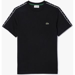 T-shirt met ronde hals en stroken met logo LACOSTE. Katoen materiaal. Maten XL. Zwart kleur