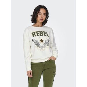 Sweater met motief ONLY. Katoen materiaal. Maten S. Wit kleur