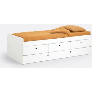 Bed met lades en lattenbodem, SELISA LA REDOUTE INTERIEURS. Medium (mdf) materiaal. Maten 90 x 190 cm. Wit kleur