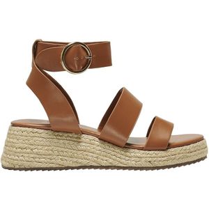 Sandalen met sleehak Minerva ONLY SHOES. Polyurethaan materiaal. Maten 37. Kastanje kleur