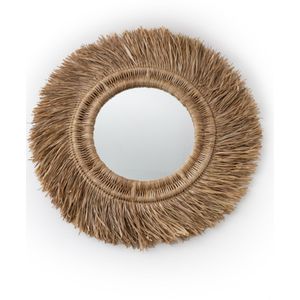 Ronde spiegel in rotan en sisal Ø100 cm, Loully LA REDOUTE INTERIEURS. Rotan materiaal. Maten één maat. Beige kleur