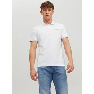 Premium poloshirt met rubberen opdruk JACK & JONES. Katoen materiaal. Maten L. Wit kleur