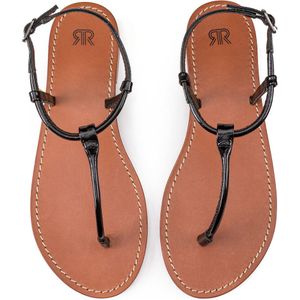 Sandalen leer met teenstuk LA REDOUTE COLLECTIONS. Leer materiaal. Maten 42. Zwart kleur