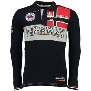 Rechte polo met lange mouwen Kerad GEOGRAPHICAL NORWAY. Katoen materiaal. Maten S. Blauw kleur