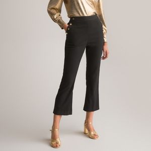 Verkorte broek, uitlopende snit ANNE WEYBURN. Polyester materiaal. Maten 36 FR - 34 EU. Zwart kleur