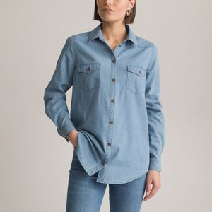 Hemd met lange mouwen in licht denim ANNE WEYBURN. Katoen materiaal. Maten 36 FR - 34 EU. Blauw kleur