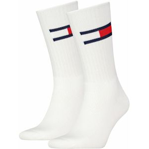 Set van 2 paar hoge kousen met vlag logo TOMMY HILFIGER. Katoen materiaal. Maten 35/38. Wit kleur