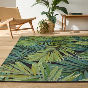 Mokoa - Plat Geweven Vloerkleed - Groen/Zwart - Polypropyleen