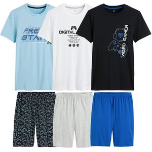 Set van 3 pyjashorts in katoen, video games LA REDOUTE COLLECTIONS. Katoen materiaal. Maten 10 jaar - 138 cm. Blauw kleur