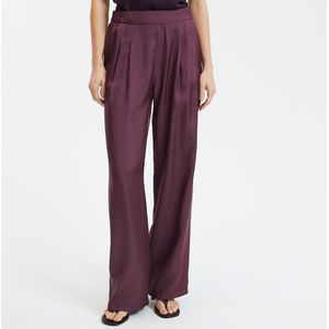Wijde broek met plooien LA REDOUTE COLLECTIONS. Viscose materiaal. Maten 48 FR - 46 EU. Rood kleur