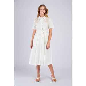 Halflange jurk CAMELIA DERHY. Linnen materiaal. Maten L. Wit kleur