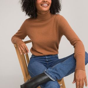 Trui met rolkraag in fijn tricot, kasjmier LA REDOUTE COLLECTIONS. Kasjmier materiaal. Maten L. Kastanje kleur