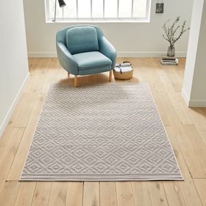 Plat geweven tapijt, indoor/outdoor Akar SO'HOME. Polypropyleen materiaal. Maten 200 x 290 cm. Grijs kleur