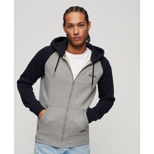 Zip-up hoodie baseball Essential SUPERDRY. Katoen materiaal. Maten S. Grijs kleur