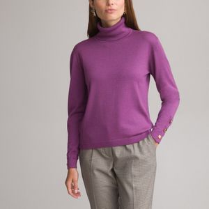 Trui met rolkraag, fijn tricot, mixed wol ANNE WEYBURN. Merinos materiaal. Maten 34/36 FR - 32/34 EU. Violet kleur