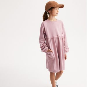 Jurk met lange mouwen in molton LA REDOUTE COLLECTIONS. Molton materiaal. Maten 5 jaar - 108 cm. Roze kleur